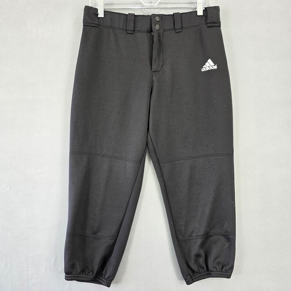 Adidas Black Softball Capri Pants Classic Activewear Logo Women's Size L Fitted